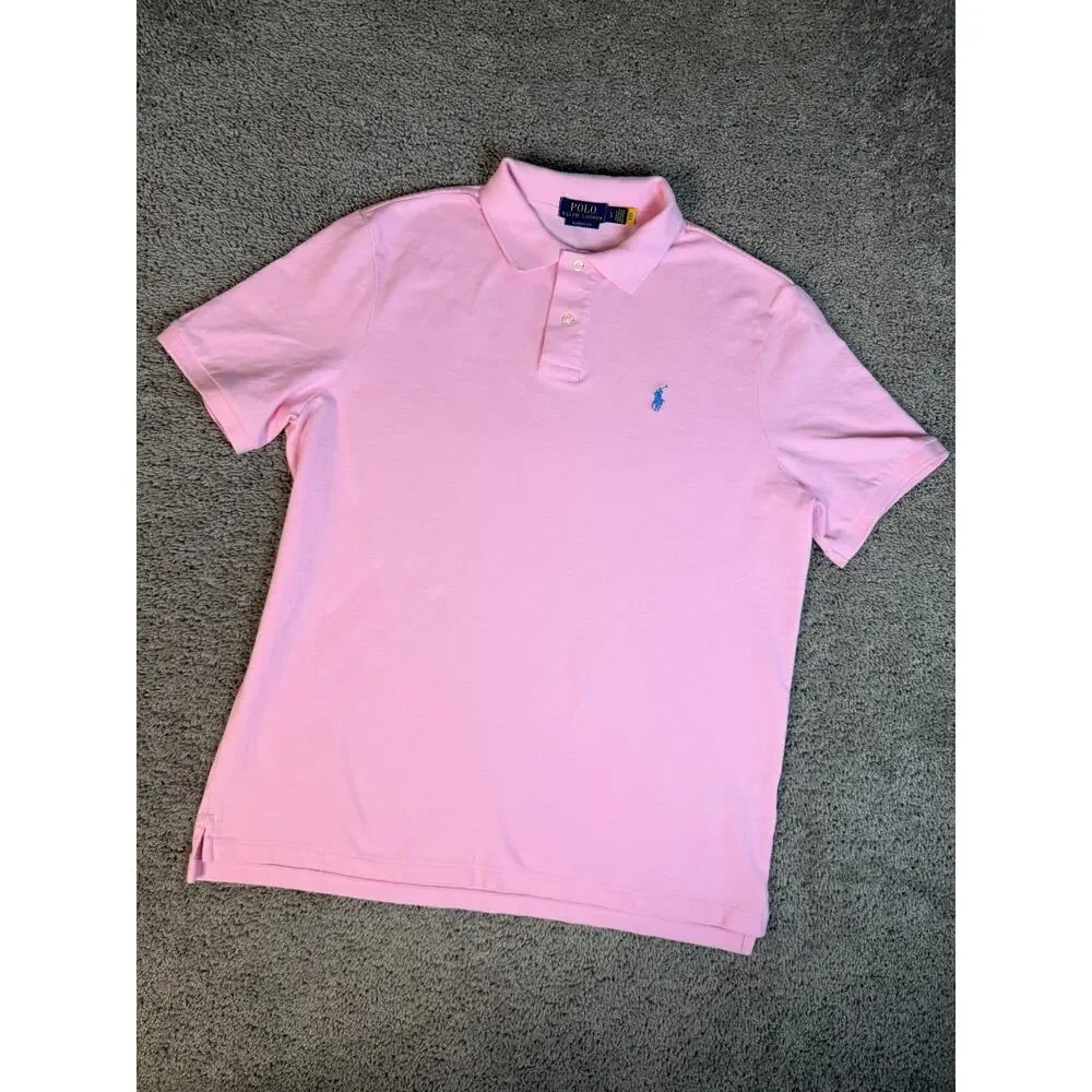 Polo Ralph Lauren Polo Shirt Mens L Pink 100% Cotton Classic Fit Collared